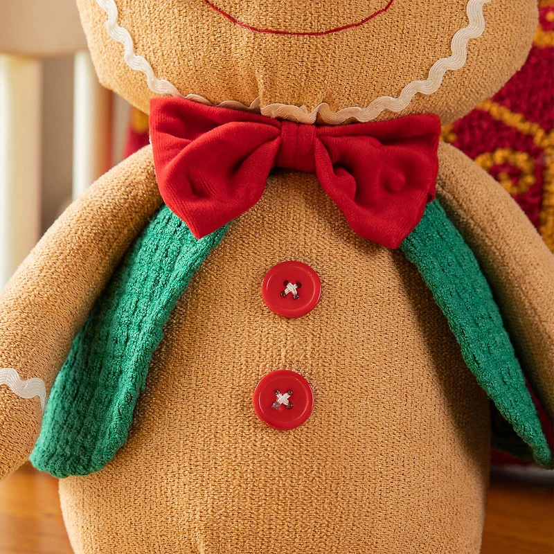 Glitzhome® 25" Fabric Christmas Gingerbread Man Shelf Sitter