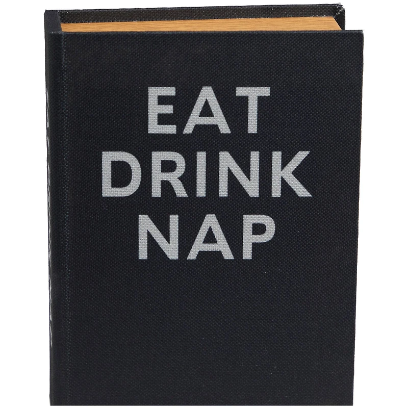 Black Eat Drink Nap Linen Storage Book Box Set