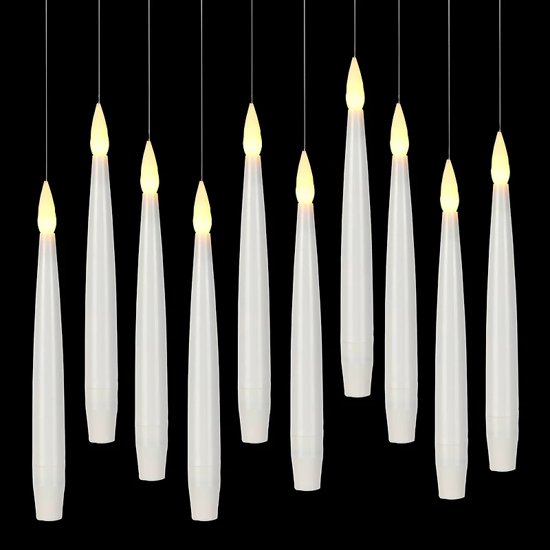 10ct. Warm White Flickering LED Hanging White Candles with Remote by Ashland®