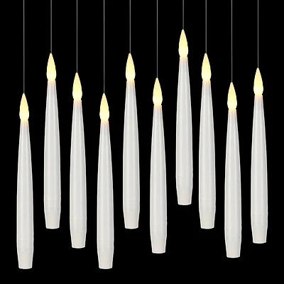 10ct. Warm White Flickering LED Hanging White Candles with Remote by Ashland®