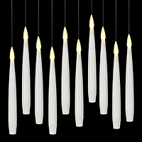 10ct. Warm White Flickering LED Hanging White Candles with Remote by Ashland®
