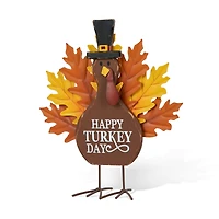 Glitzhome® 12.25" Thanksgiving Wood & Metal Turkey Table Décor