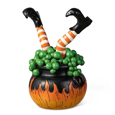Glitzhome® 8.75" Halloween Witch in Cauldron Table Décor