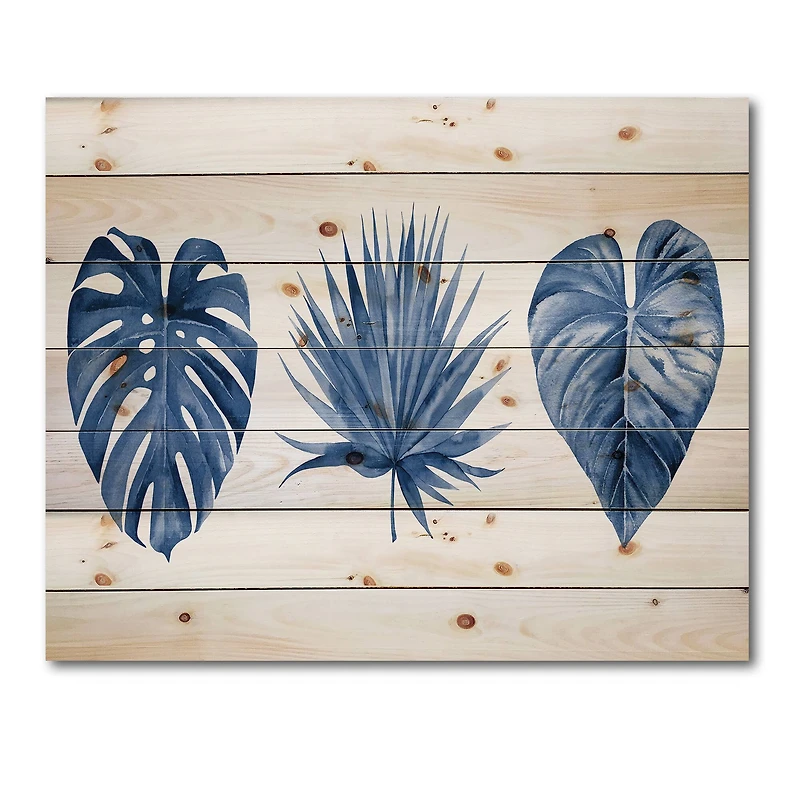 Designart - Classic Blue Tropical Leaves