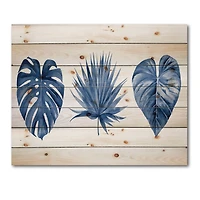 Designart - Classic Blue Tropical Leaves