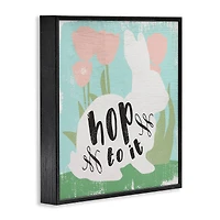 Stupell Industries Hop To It Easter Bunny Phrase Spring Tulips Framed Giclee Art