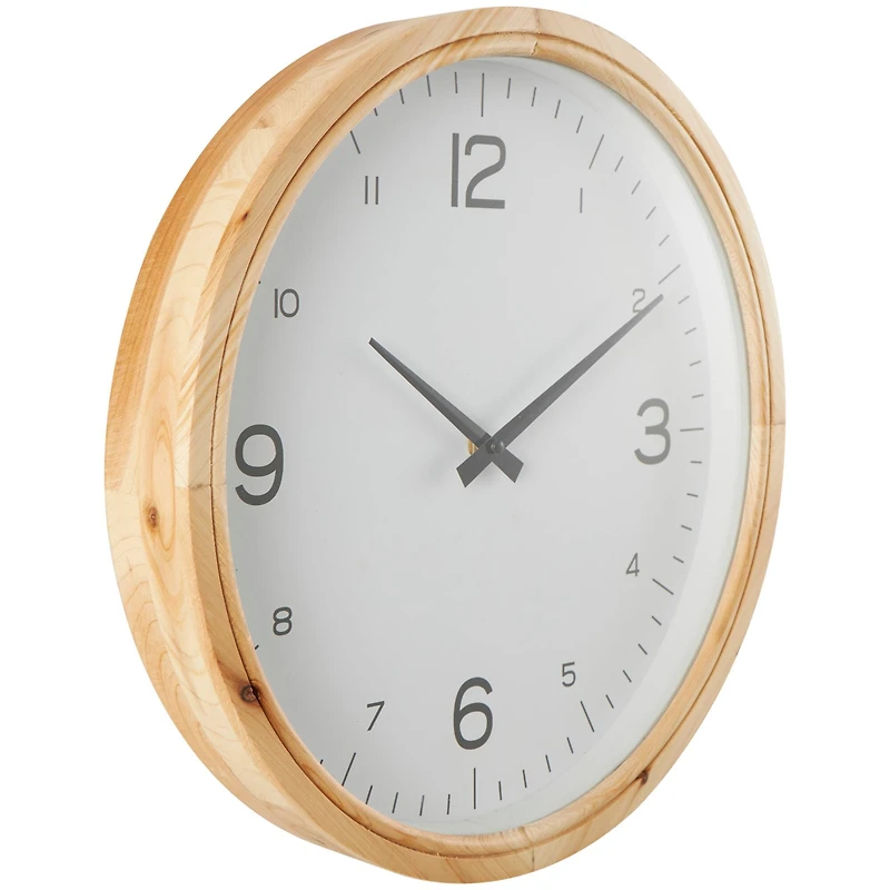 16" Light Brown Framed Wall Clock