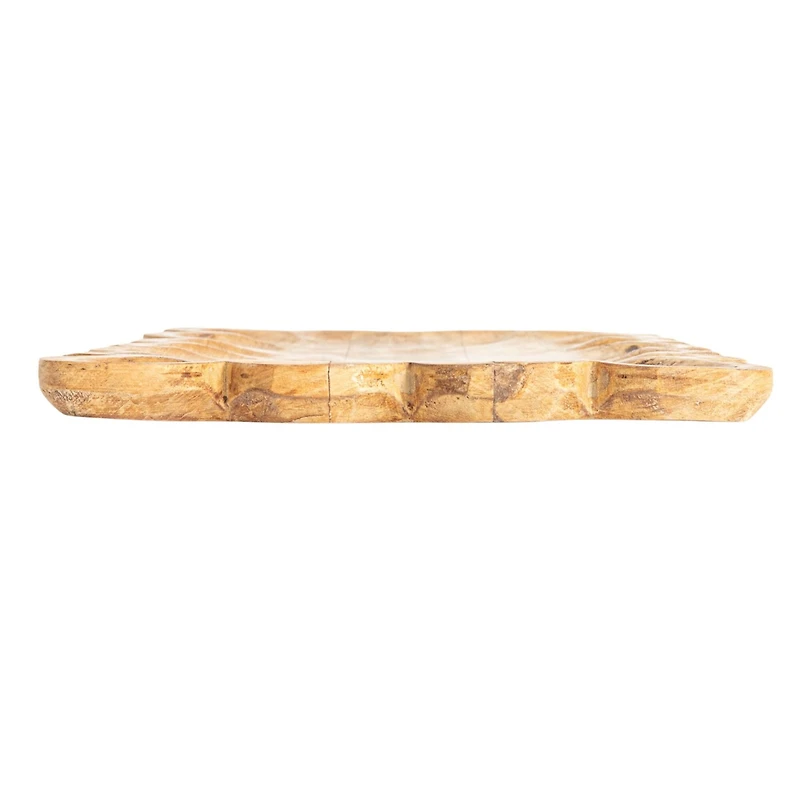 Hello Honey 17.5" Natural Scalloped Mango Wood Tray