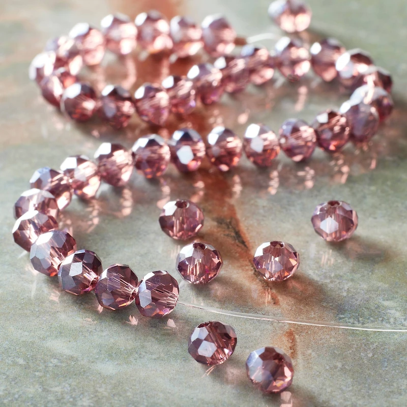 Amethyst Rondelle Glass Beads, 6mm by Bead Landing™