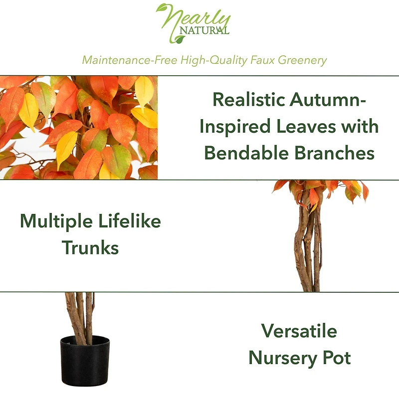 3ft. Orange & Yellow Autumn Ficus Artificial Potted Tree