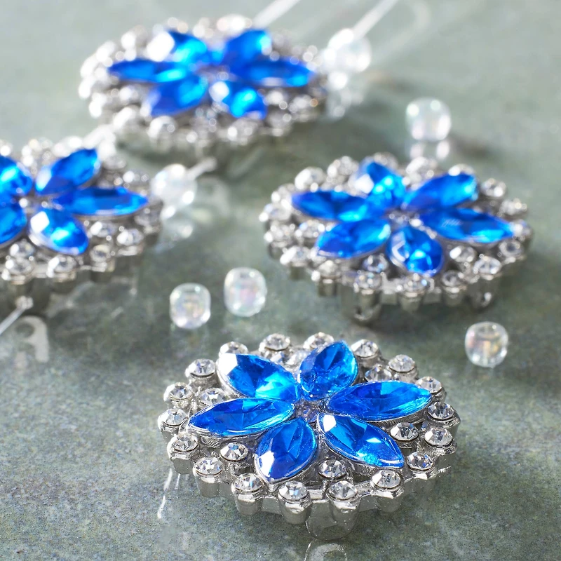 12 Packs: 4 ct. (48 total) Sapphire Metal Flower Sliders, 27mm by Bead Landing™