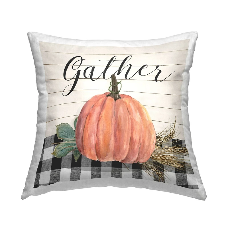 Stupell Industries Gather Typography Tartan Throw Pillow