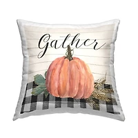 Stupell Industries Gather Typography Tartan Throw Pillow