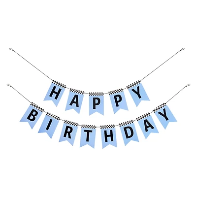 12 Pack: 5ft. Blue Happy Birthday Racing Banner Set by Celebrate It™