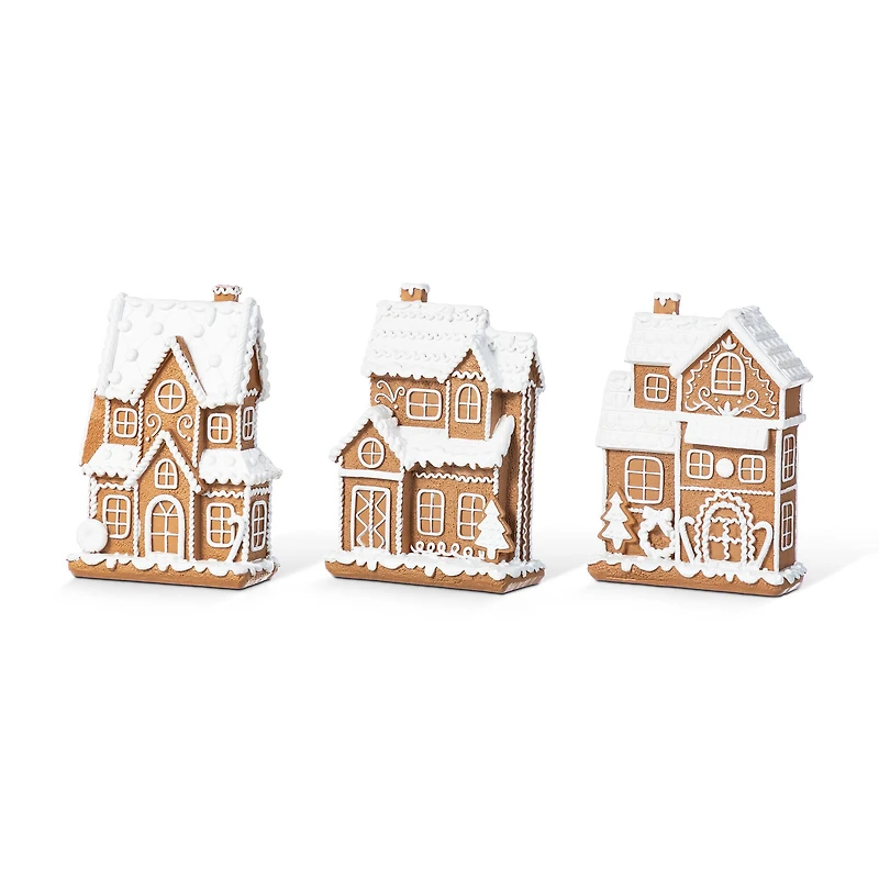 Glitzhome® 5.5" Christmas Resin Gingerbread House Table Decor Set