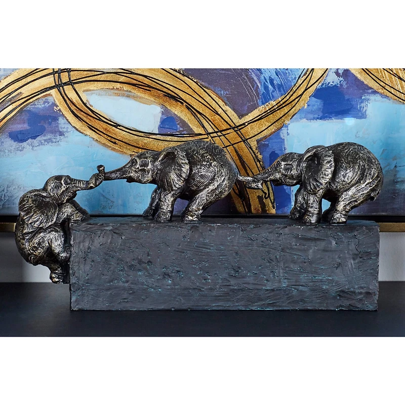 17" Black Eclectic Elephant Sculpture