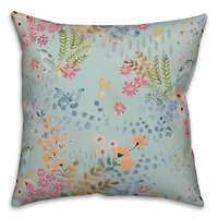 Butterfly Bird Floral Square Throw Pillow