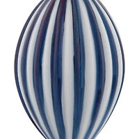5.75" Blue and White Striped Finial Glass Christmas Ornament