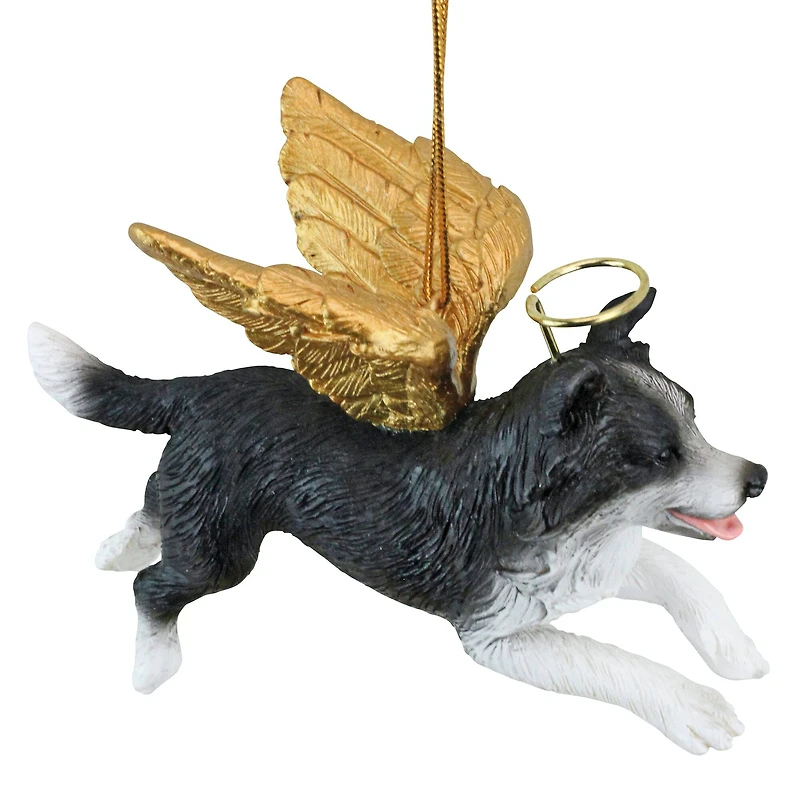 Design Toscano Honor the Pooch Border Collie Holiday Dog Angel Ornament Collection