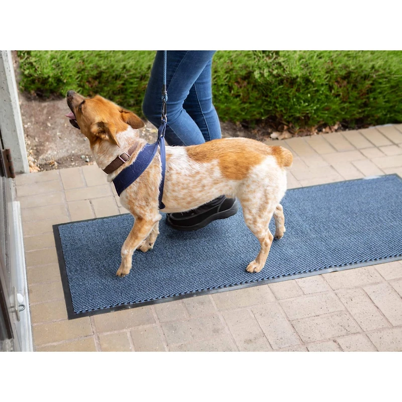 DII® Blue & Black Walk Off Utility Runner Doormat, 22" x 60"