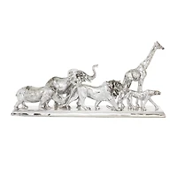 13" Silver Polystone Safari Animal Sculpture