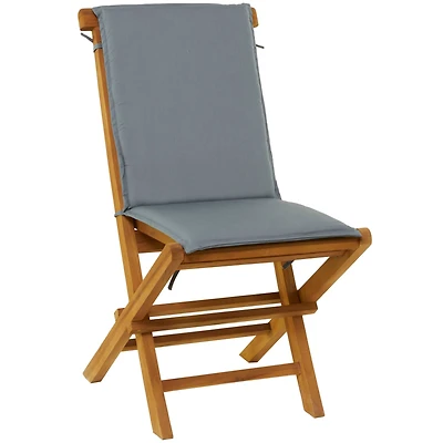 36" Brown Teak Wood Folding Outdoor Dining Chair With Cushions Set