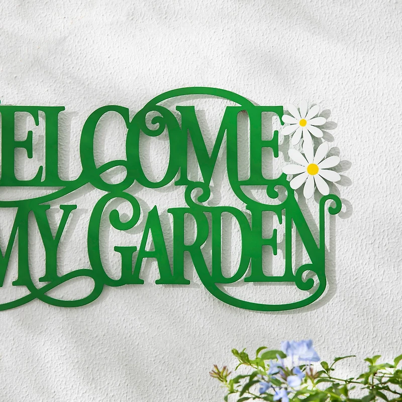 Glitzhome® 24" Welcome to my Garden Metal Cutout Wall Décor