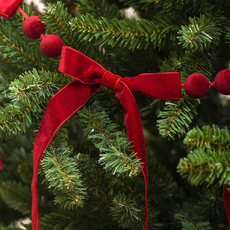 6ft. Dark Red Flocked Bead & Bow Garland by Ashland®