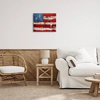 Stupell Industries Rustic United States Flag with Distressed Paint Drip Canvas Wall Art