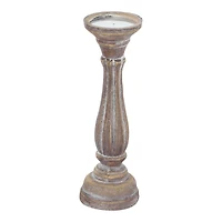 Brown Wood Traditional Candle Holder Set