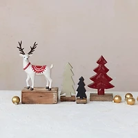 Hello Honey® 8.5" White, Red & Black Decorative Stoneware Reindeer