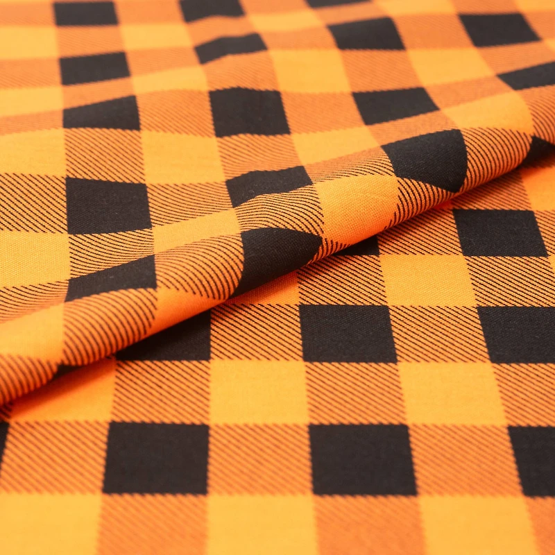 SINGER® Orange & Black Buffalo Check Cotton Fabric