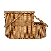 Hello Honey® Natural Oval Wicker Picnic Basket with Open Side Compartment