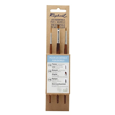 Raphael Essentials 3-Piece Watercolor For Details Brush Set