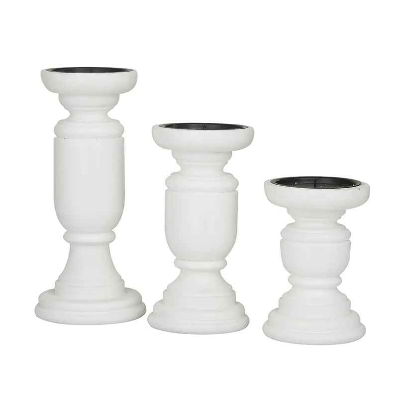 White French Country Candle Holder Set