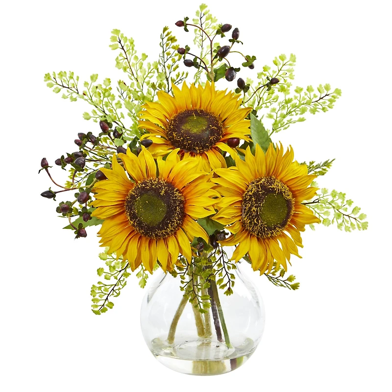 16" Sunflower Floral Arrangement in Vase