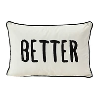 Hello Honey® Cream & Black Better Together Applique Lumbar Pillow