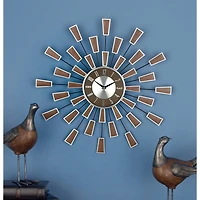 22" Brown Metal Modern Wall Clock