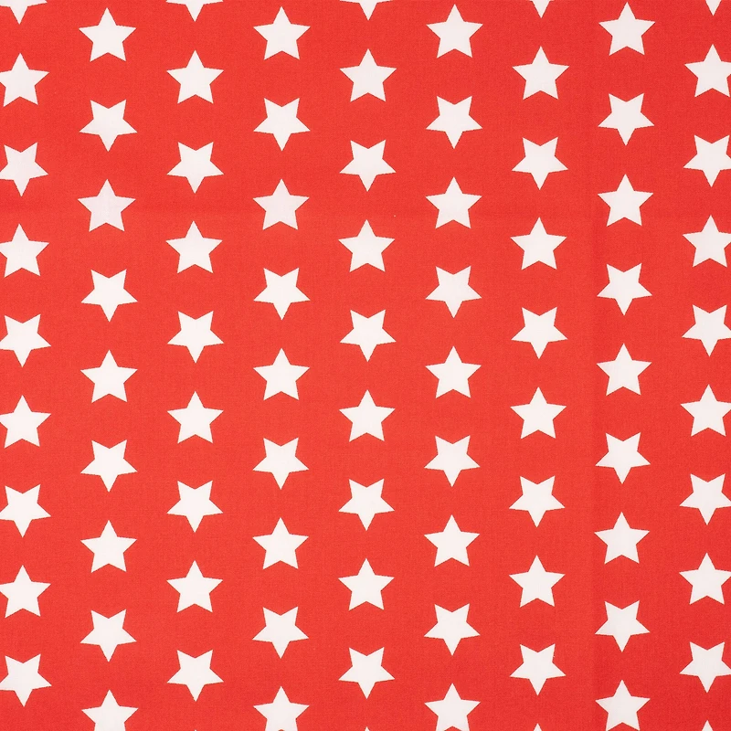 SINGER Patriotic White Stars On Red Cotton Fabric