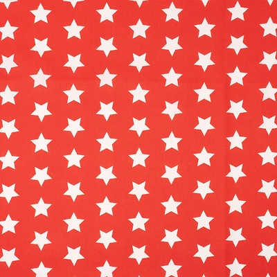 SINGER Patriotic White Stars On Red Cotton Fabric