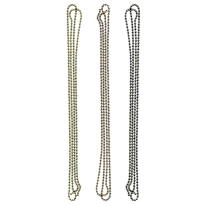 Idea-Ology Metal Ball Chains 36" 3/Pkg Each W/6 Connectors-Antique Nickel, Brass & Copper