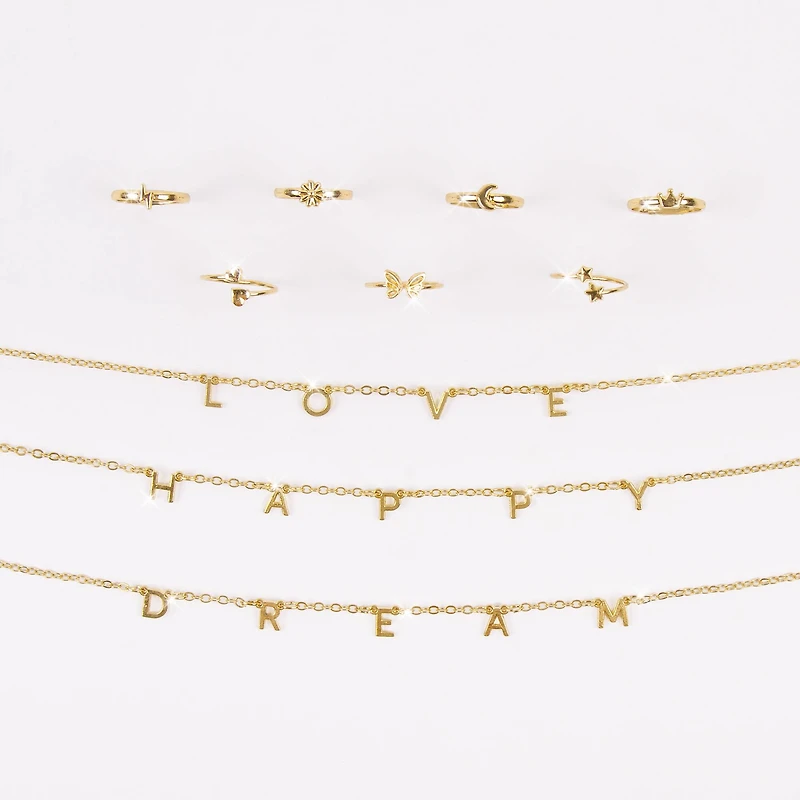 Make It Real™ 3C4G Happy Thoughts Necklace & Ring Set