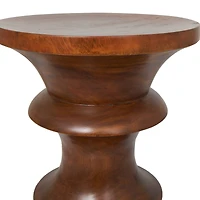 22" Brown Wood Geometric Accent Table