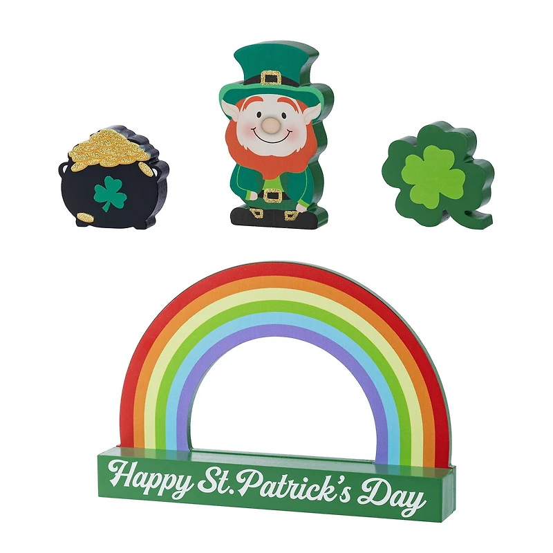 Glitzhome® 12" St. Patrick's Wooden Table Block Set