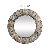 35" Gray Temper Border Coastal Style Round Wall Mirror
