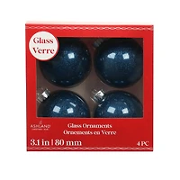 4 Pack 3.1" Glitter Glass Ball Ornaments by Ashland
