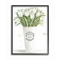 Stupell Industries White Tulip Bouquet in Parisian Vase with Ebony Frame Wall Accent