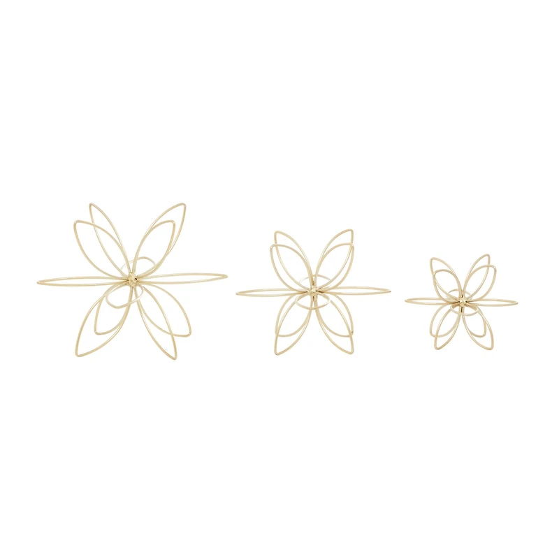CosmoLiving by Cosmopolitan Gold Metal Abstract Flower Sculpture Set
