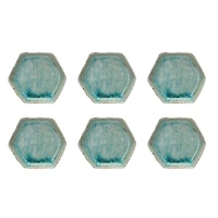 Hello Honey® Aqua Reactive Crackle Glaze Stoneware Hexagon Plates, 6ct.