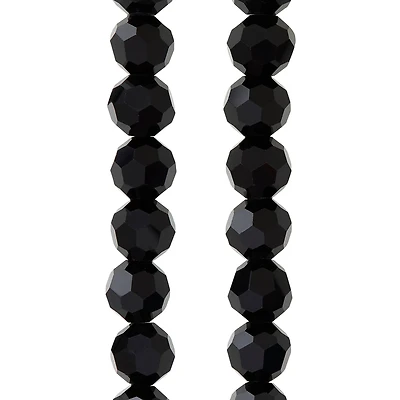 12 Pack: Black Glass Faceted Round Beads, 10mm by Bead Landing™